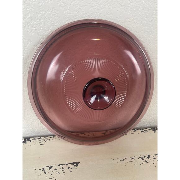Pyrex Cranberry Colored Glass Lid - Picture 2 of 4
